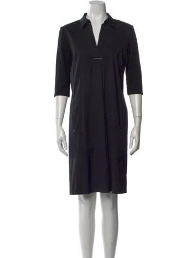 Pre-owned Lafayette 148 V-neck Knee-length Dress In Black