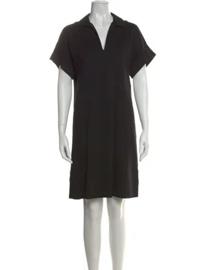 Pre-owned Lafayette 148 V-neck Knee-length Dress In Black