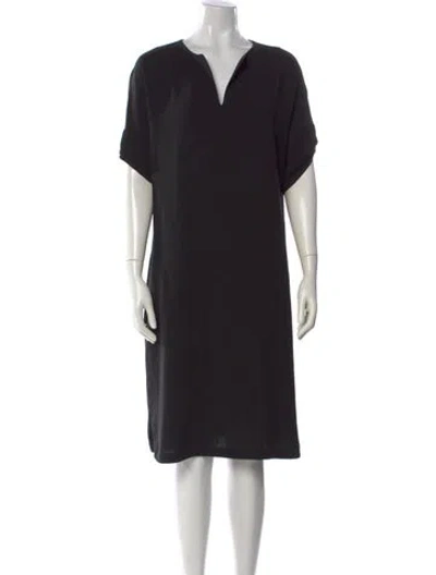 Pre-owned Lafayette 148 V-neck Knee-length Dress In Black