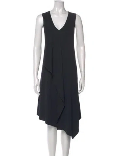 Pre-owned Lafayette 148 V-neck Knee-length Dress In Gray