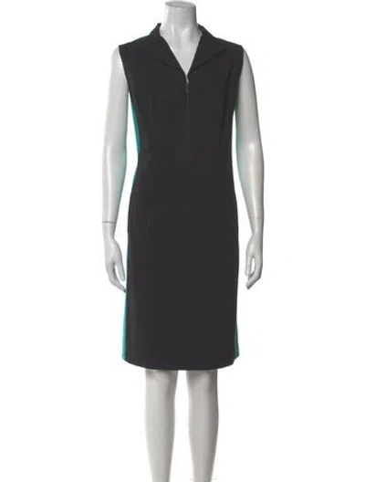 Pre-owned Lafayette 148 V-neck Knee-length Dress In Gray