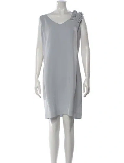 Pre-owned Lafayette 148 V-neck Knee-length Dress In Gray
