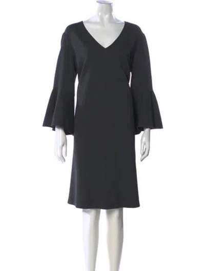 Pre-owned Lafayette 148 V-neck Knee-length Dress In Gray