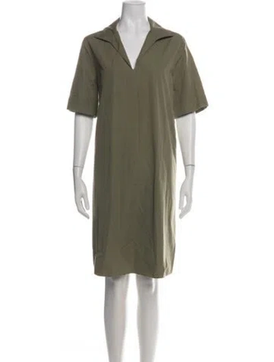 Pre-owned Lafayette 148 V-neck Knee-length Dress In Green