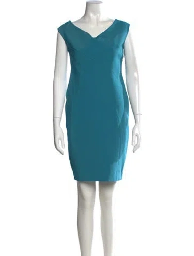 Pre-owned Lafayette 148 V-neck Knee-length Dress In Green