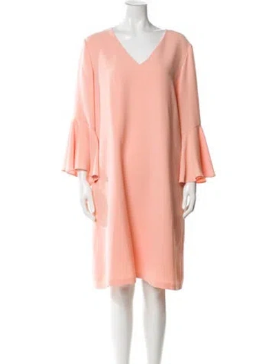 Pre-owned Lafayette 148 V-neck Knee-length Dress In Neutral