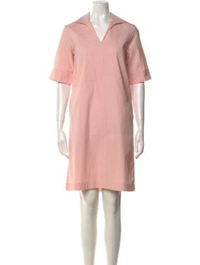 Pre-owned Lafayette 148 V-neck Knee-length Dress In Orange