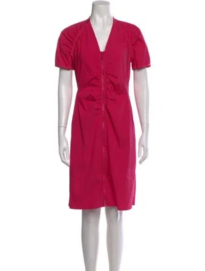 Pre-owned Lafayette 148 V-neck Knee-length Dress In Pink