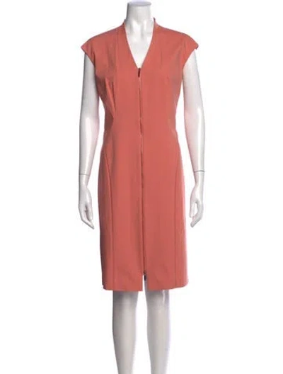 Pre-owned Lafayette 148 V-neck Knee-length Dress In Pink