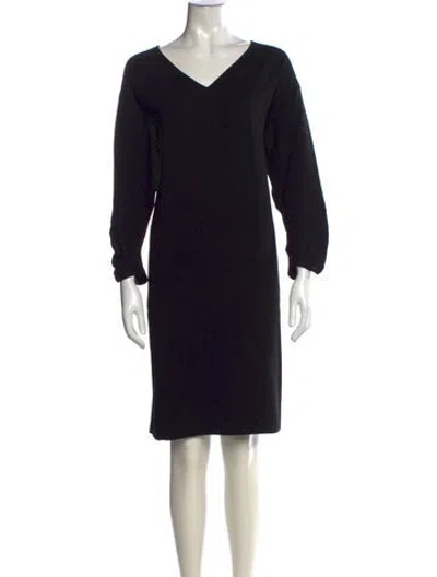 Pre-owned Lafayette 148 V-neck Knee-length Dress W/ Tags In Black