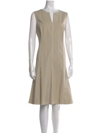 Pre-owned Lafayette 148 V-neck Knee-length Dress W/ Tags In Neutral