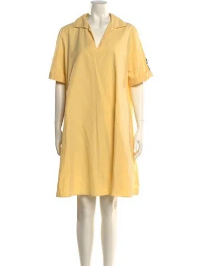 Pre-owned Lafayette 148 V-neck Knee-length Dress In Yellow