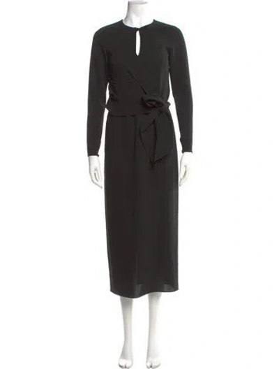 Pre-owned Lafayette 148 V-neck Long Dress In Black
