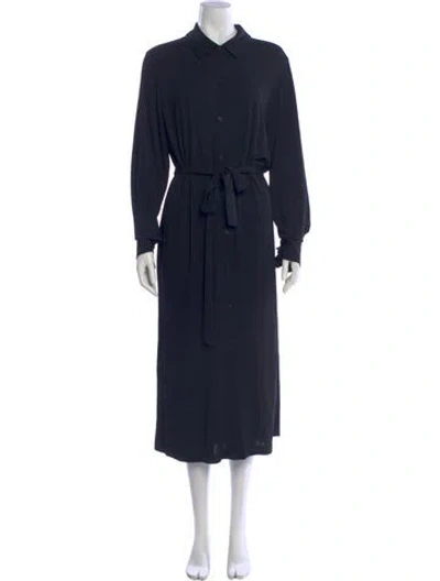 Pre-owned Lafayette 148 V-neck Long Dress In Black