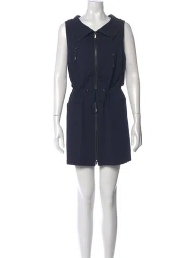 Pre-owned Lafayette 148 V-neck Long Dress In Blue