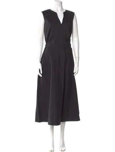 Pre-owned Lafayette 148 V-neck Long Dress In Gray