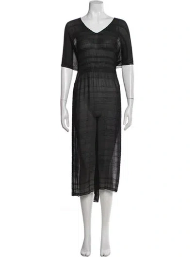 Pre-owned Lafayette 148 V-neck Long Dress In Multi