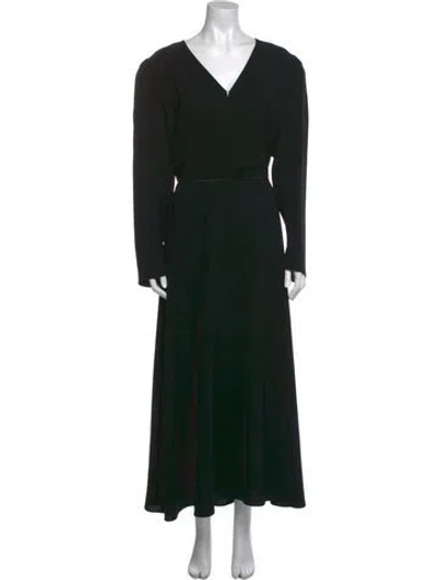 Pre-owned Lafayette 148 V-neck Long Dress W/ Tags In Black