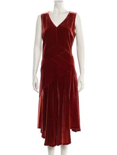 Pre-owned Lafayette 148 V-neck Long Dress W/ Tags In Brown