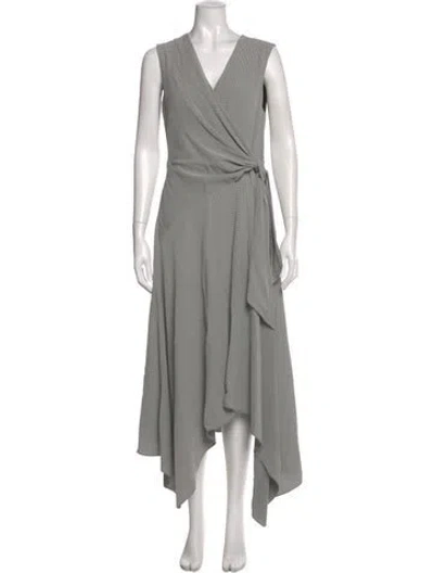 Pre-owned Lafayette 148 V-neck Long Dress W/ Tags In Gray