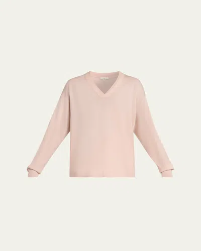 Lafayette 148 V-neck Merino Wool Knit Sweater In Pink