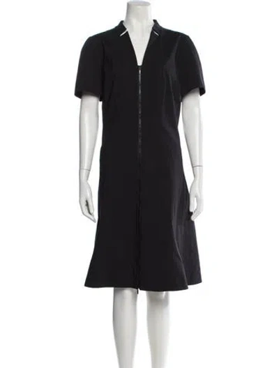 Pre-owned Lafayette 148 V-neck Midi Length Dress In Black