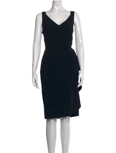 Pre-owned Lafayette 148 V-neck Midi Length Dress In Black