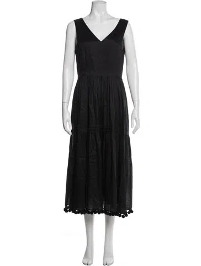 Pre-owned Lafayette 148 V-neck Midi Length Dress In Blue
