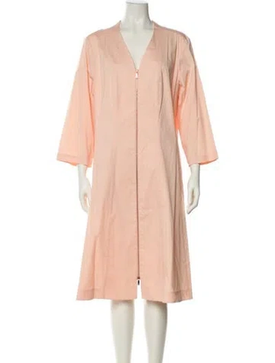 Pre-owned Lafayette 148 V-neck Midi Length Dress In Orange
