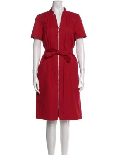 Pre-owned Lafayette 148 V-neck Midi Length Dress In Red