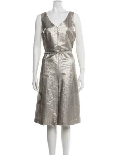 Pre-owned Lafayette 148 V-neck Midi Length Dress W/ Tags