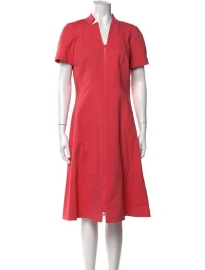 Pre-owned Lafayette 148 V-neck Midi Length Dress W/ Tags In Pink