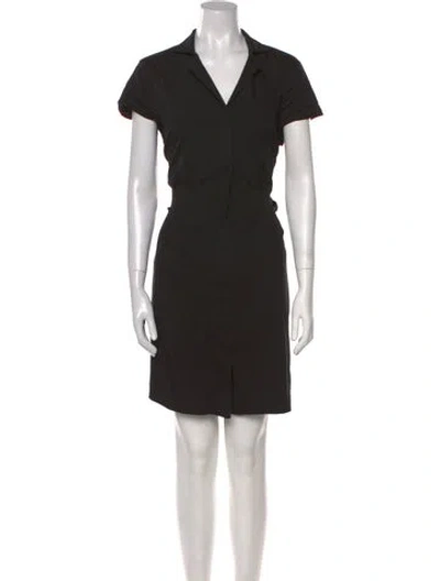 Pre-owned Lafayette 148 V-neck Mini Dress In Black