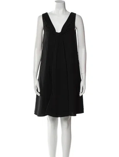 Pre-owned Lafayette 148 V-neck Mini Dress In Black