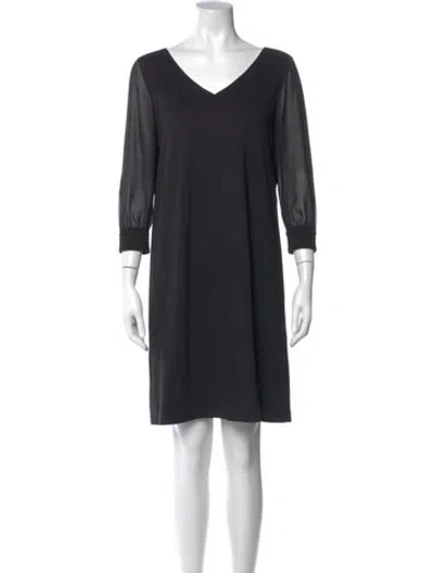 Pre-owned Lafayette 148 V-neck Mini Dress In Black