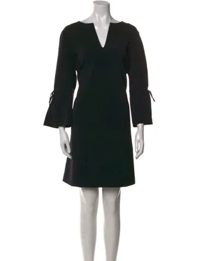 Pre-owned Lafayette 148 V-neck Mini Dress In Black