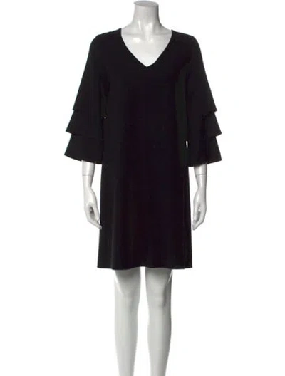 Pre-owned Lafayette 148 V-neck Mini Dress In Black