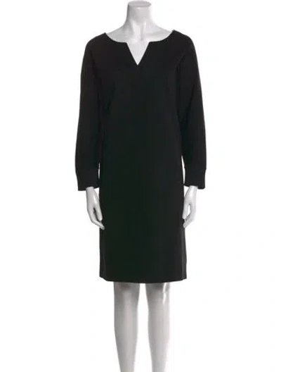 Pre-owned Lafayette 148 V-neck Mini Dress In Black