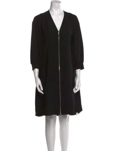 Pre-owned Lafayette 148 V-neck Mini Dress In Black