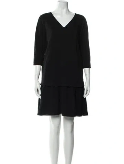 Pre-owned Lafayette 148 V-neck Mini Dress In Black