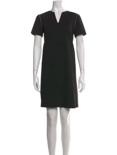 Pre-owned Lafayette 148 V-neck Mini Dress In Black