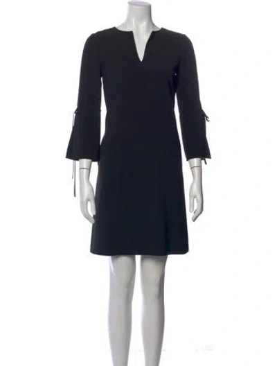 Pre-owned Lafayette 148 V-neck Mini Dress In Black