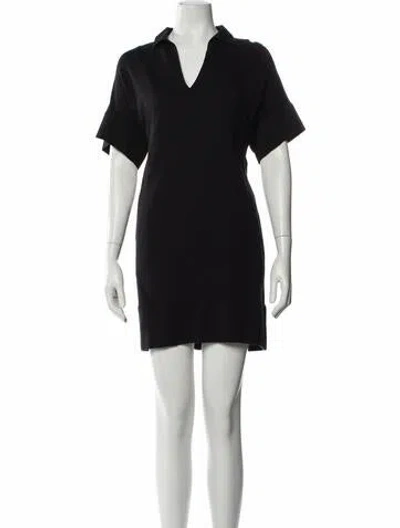 Pre-owned Lafayette 148 V-neck Mini Dress In Black