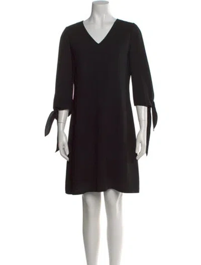 Pre-owned Lafayette 148 V-neck Mini Dress In Black