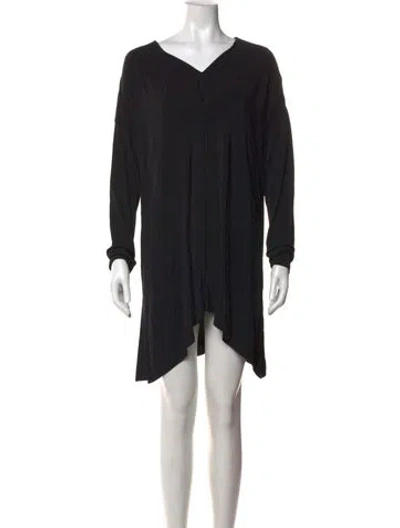 Pre-owned Lafayette 148 V-neck Mini Dress In Black