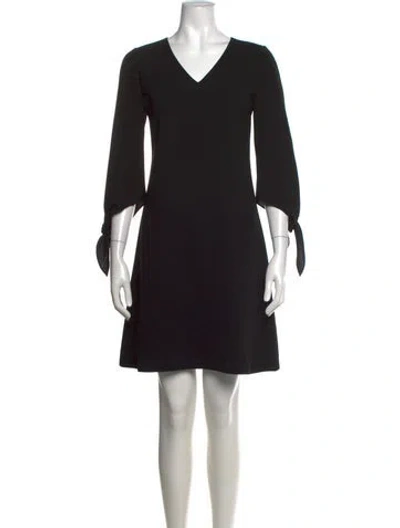 Pre-owned Lafayette 148 V-neck Mini Dress In Black