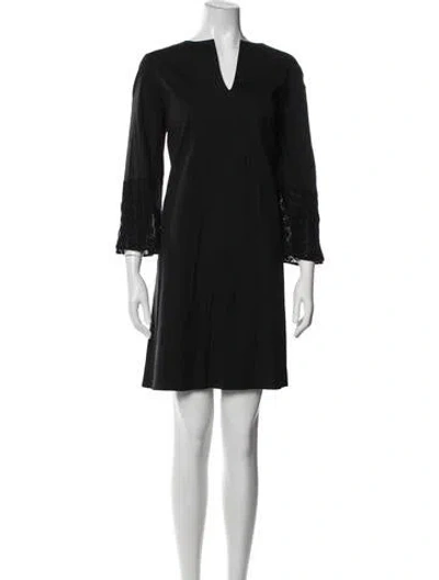 Pre-owned Lafayette 148 V-neck Mini Dress In Black