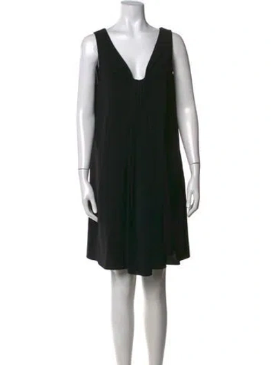 Pre-owned Lafayette 148 V-neck Mini Dress In Black