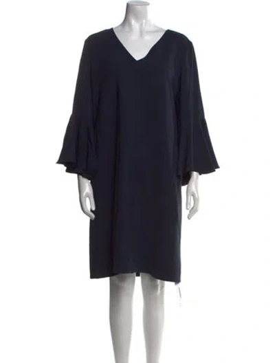 Pre-owned Lafayette 148 V-neck Mini Dress In Blue