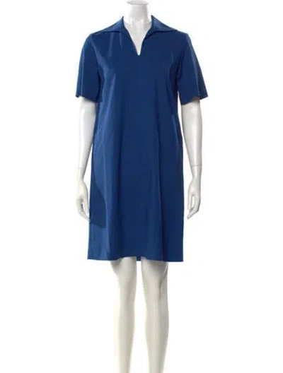 Pre-owned Lafayette 148 V-neck Mini Dress In Blue